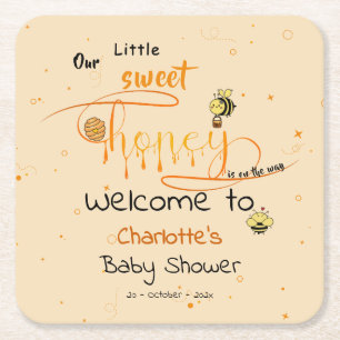 Cute Little Sweet Druppende Honing Baby Shower Kartonnen Onderzetters