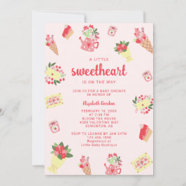 Cute Little Sweetheart on the Way Baby Shower pink Kaart