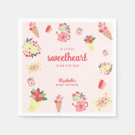 Cute Little Sweetheart on the Way Baby Shower pink Servet