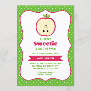 Cute Little Sweetie Apple Baby shower Invitation Kaart