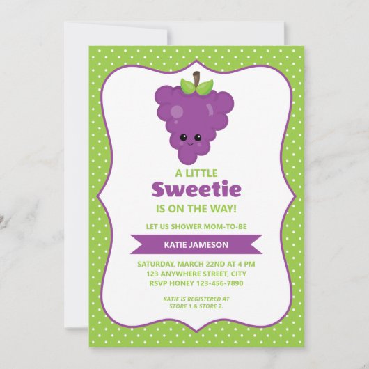 Cute Little Sweetie Grape Baby shower Kaart (Voorkant)
