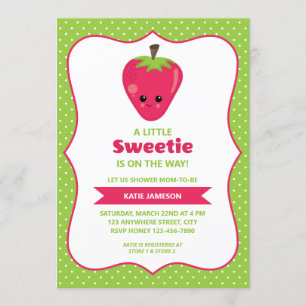 Cute Little Sweetie Strawberry Baby shower Kaart
