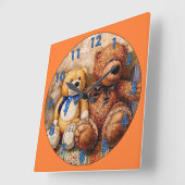 Cute Little Teddy Bears Vierkante Klok (Hoek)