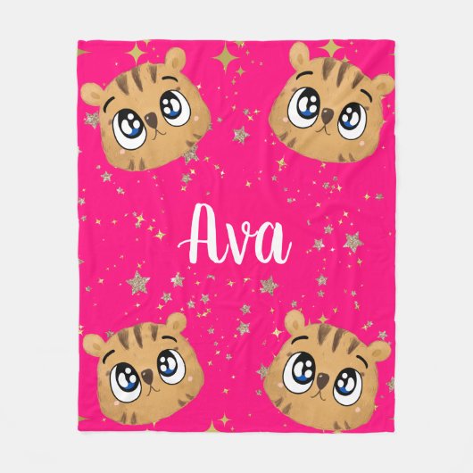 Cute little tiger gold start fleece deken (Voorkant)