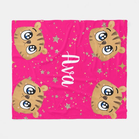 Cute little tiger gold start fleece deken (Voorkant (Horizontaal))