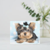 Cute Little Tiny Yorkie Pup-ontwerp Briefkaart (Staand voorkant)