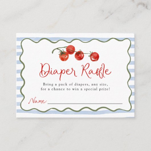 Cute Little Tomato Baby Shower Diaper Raffle Informatiekaartje (Voorkant)