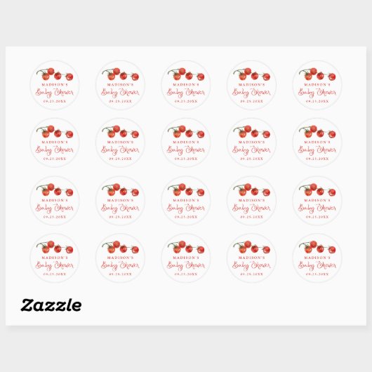 Cute Little Tomato Baby Shower Ronde Sticker (Vel)