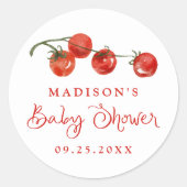 Cute Little Tomato Baby Shower Ronde Sticker (Voorkant)