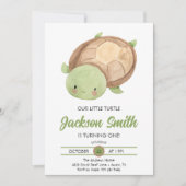 Cute Little Turtle Waterverf Birthday Party Invit Kaart (Voorkant)
