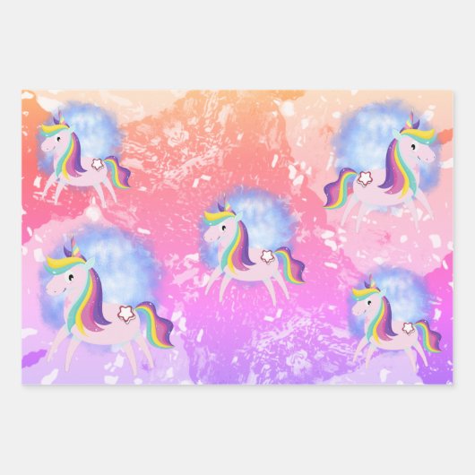 Cute little unicorn  inpakpapier vel (Voorkant 3)