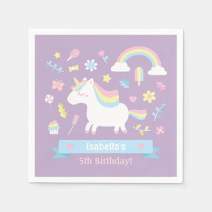 Cute Little Unicorn Meisjes Verjaardagsfeest Benod Servetten