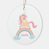 Cute Little Unicorn op Rainbow Girls Name Ornament (Links)