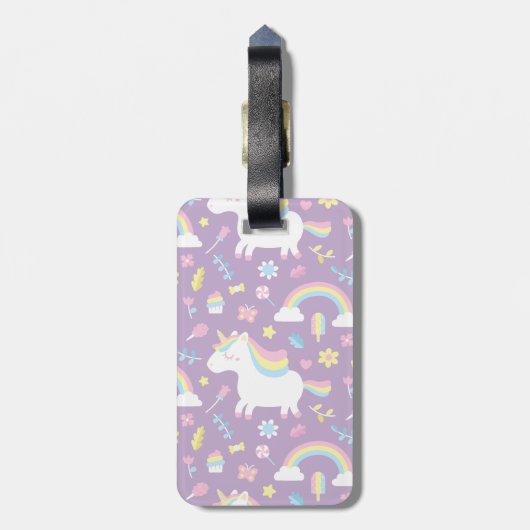Cute Little Unicorn Rainbow Girls Pattern Canvas t Bagagelabel (Achterkant verticaal)