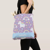 Cute Little Unicorn Rainbow Girls Pattern Canvas t Tote Bag (Dichtbij)