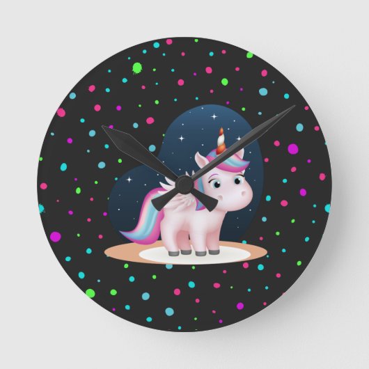 Cute Little Unicorn Ronde Klok (Voorkant)