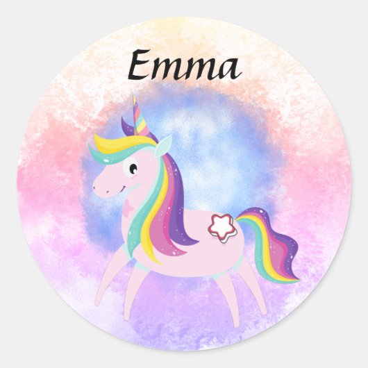Cute little unicorn  ronde sticker (Voorkant)
