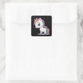 Cute little unicorn vierkante sticker (Tas)