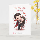 Cute Little Vampire Couple Valentine Card Kaart (Gele Bloem)