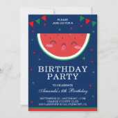 Cute Little Watermelon Birthday Party Invitation Kaart (Voorkant)