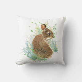 Cute Little Waterverf Bunny Rabbit Animal Art Kussen