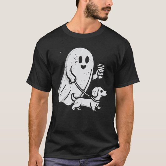 Cute Little Weenie Dog Dachshund Halloween Ghost C T-shirt (Voorkant)