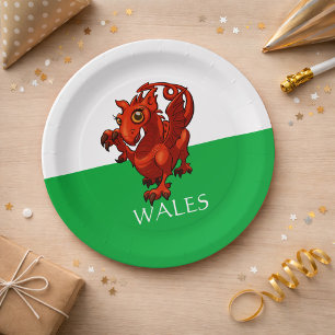 Cute Little Welsh Baby Red Dragon Wales Cartoon Papieren Bordje