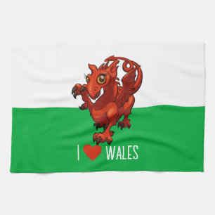Cute Little Welsh Baby Red Dragon Wales Cartoon Theedoek