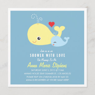 Cute Little Whales Baby shower Invitation Kaart