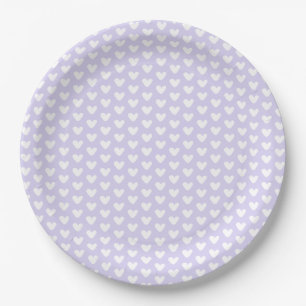 Cute Little White Hearts Patroon Lavendel Papieren Bordje
