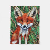 Cute Little Wilderness Fox Fleece Deken (Voorkant)