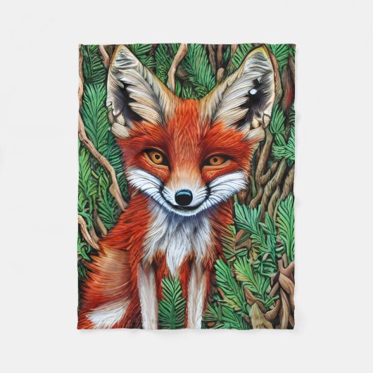 Cute Little Wilderness Fox Fleece Deken (Voorkant)