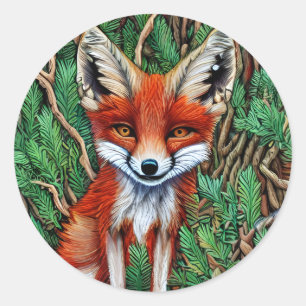 Cute Little Wilderness Fox Ronde Sticker