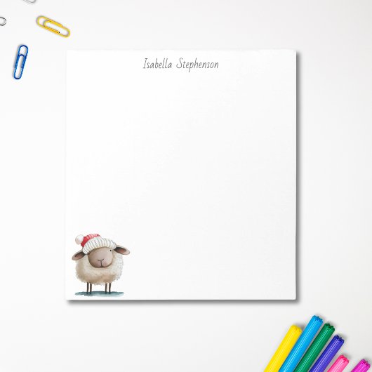 Cute Little Winter Sheep Persoonlijke naam Notitieblok
