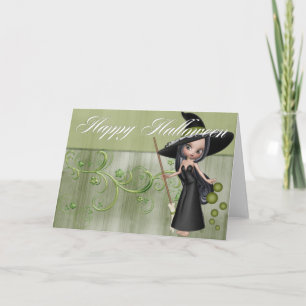 Cute Little Witch 2 Halloween Wenskaart Kaart