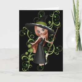 Cute Little Witch 3 Halloween Wenskaart Kaart