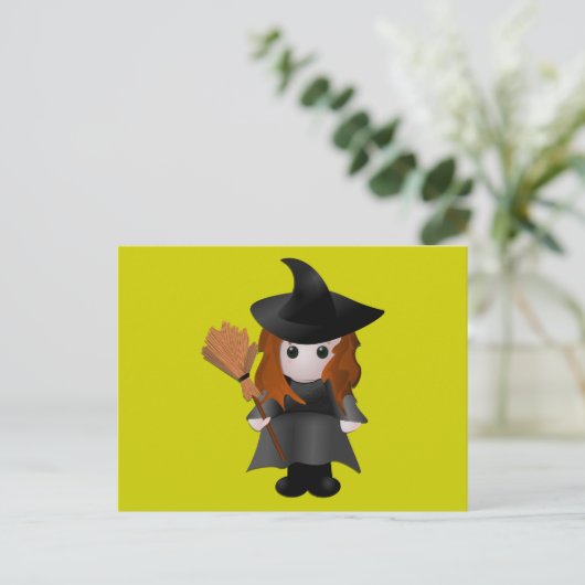 Cute Little Witch Briefkaart (Staand voorkant)