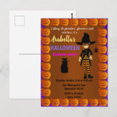 Cute Little Witch Children's Halloween Invitation Briefkaart (Voorkant / Achterkant)