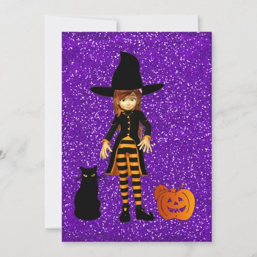 Cute Little Witch Children's Halloween Kaart (Achterkant)