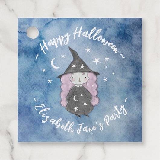 Cute Little Witch Children's Halloween Party Bedankjes Labels (Voorkant)