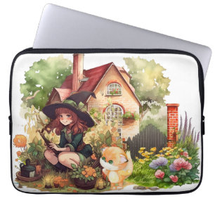 Cute Little Witch en Vos Elektronische Zak Laptop Sleeve