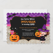 Cute Little Witch First Birthday uitnodiging (Voorkant)