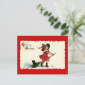 Cute Little Witch Girl Halloween Briefkaart (Staand voorkant)