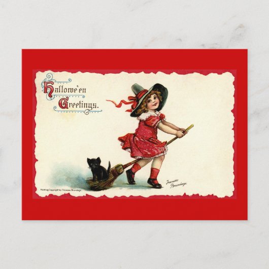 Cute Little Witch Girl Halloween Briefkaart (Voorkant)