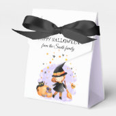 Cute Little Witch Halloween Favor Box Paars Bedankdoosjes (Voorkant Zijde)