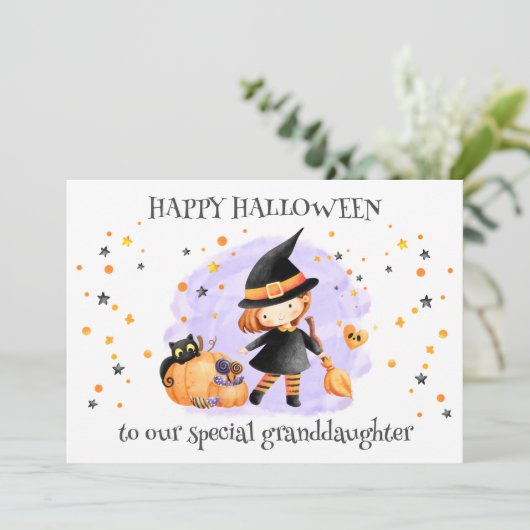 Cute Little Witch Halloween Kaart (Staand voorkant)