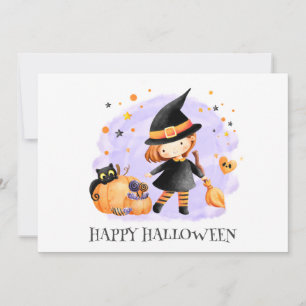 Cute Little Witch Halloween Kaart
