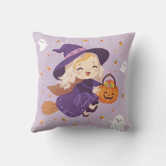 Cute Little Witch Halloween Pillow Kussen (Achterkant)
