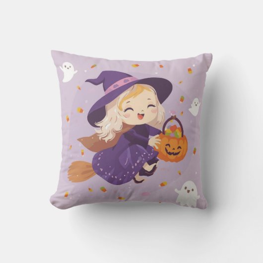 Cute Little Witch Halloween Pillow Kussen (Voorkant)