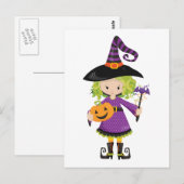 Cute Little Witch met Pumpkin Briefkaart (Voorkant / Achterkant)